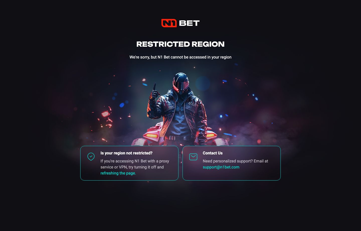 N1 Bet homepage showing the hero area, registration module, and top navigation
